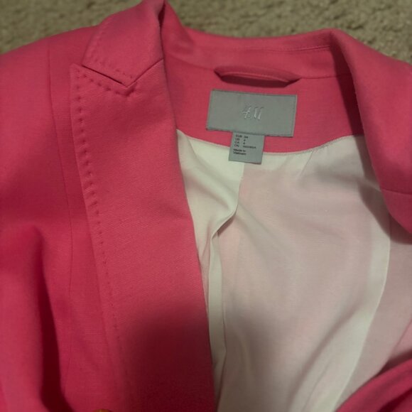 AMAZING! H&M Hot Pink Double Breasted Barbiecore Blazer 4 - Picture 2 of 11